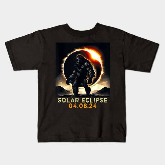 Solar Eclipse 2024 Bigfoot, April 8 2024, Astronomy, Celestial, Eclipse Lover, Eclipse Event 2024 Kids T-Shirt by artbyhintze